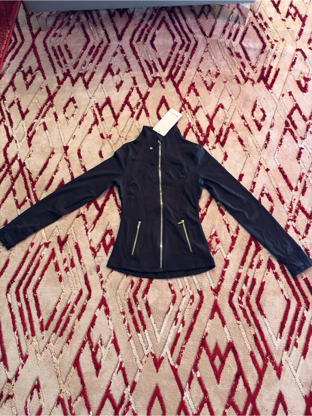 Stand-up Collar Gold Zipper Jacket for Women, Thin Slim-Fit Sports Fitness yoga
